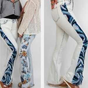 DRIFTWOOD White and Blue Patterned Jeans